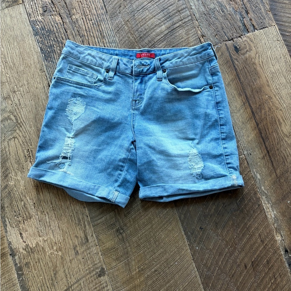Classic Guess Casual Light Blue Distressed Women’s Denim Shorts